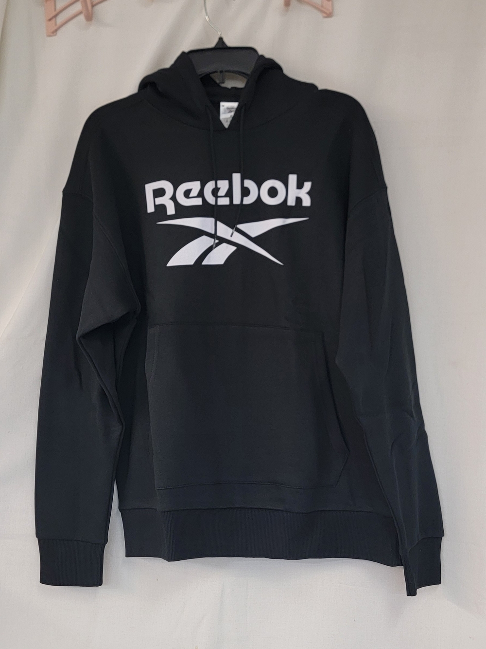 Reebok Black Zip-Up Style Hoodie with White Logo